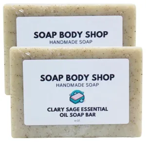 Clary Sage Handmade Soap Bar with Sage Powder, Clary Sage Essential Oil, Jojoba Oil & Goat’s Milk – Natural Moisturizing and Nourishing Skincare, Gentle & Soothing 4 oz. (2 Pack)