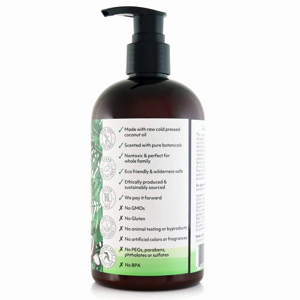 Coco Fiji Face & Body Lotion Infused With Coconut Oil | Lotion for Dry Skin | Moisturizer Face Cream & Massage Lotion for Women & Men | Cucumber Melon 12 oz, Pack of 1