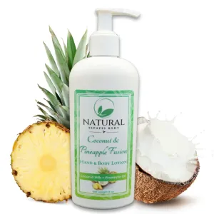 Coconut & Pineapple Fusion Hand & Body Lotion, Natural Dry Skin Moisturizer for All Skin Types, Aloe Vera, Coconut Oil, Ceramides, Vitamin B5, Vitamin E, 8 oz
