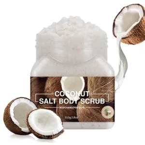Coconut Salt Body Scrub for Women & Men (18 Oz), Exfoliating Scrub for Face, Body, Hand, Foot, Leg, Bath Scrubs Coconut Body Wash Scrub for Skincare Christmas Gifts