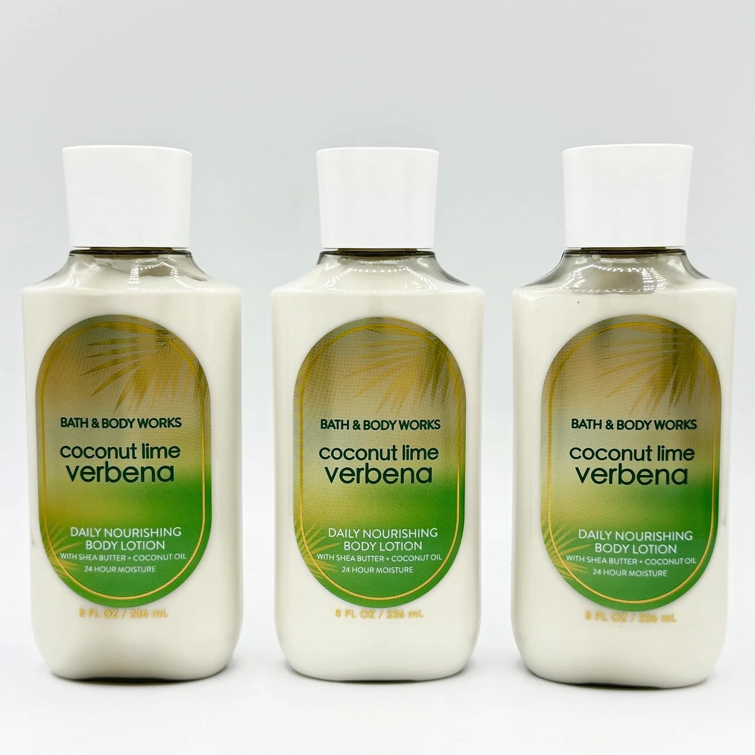 Coconut Lime Verbena 3-Piece Bath Bundle | Set of Three Daily Nourishing Body Lotions, 8oz Each