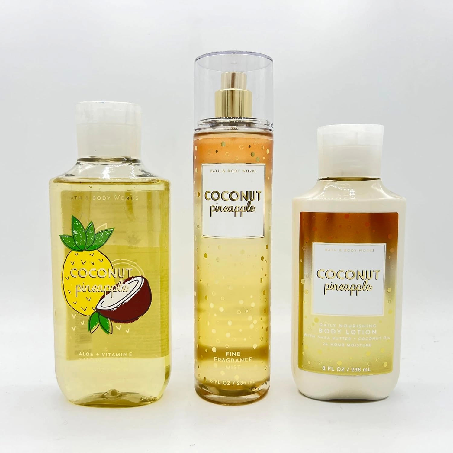 Coconut Pineapple Bath & Body 3-Piece Bundle | Shower Gel, Fine Fragrance Mist and Daily Nourishing Body Lotion