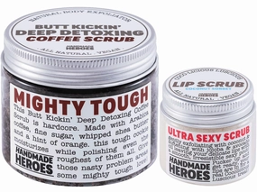Coffee Scrub Foot & Body Exfoliator and Lip Scrub Bundle - 100% Natural Vegan Skin Care by Handmade Heroes