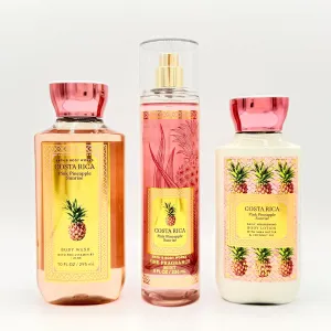 Costa Rica Pink Pineapple Sunrise 3-Piece Bath Bundle | Body Wash, Fine Fragrance Mist and Daily Nourishing Body Lotion