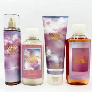 Cotton Candy Clouds 4-Piece Bath Bundle | Fine Fragrance Mist, Daily Nourishing Body Lotion, Ultimate Hydration Body Cream and Body Wash