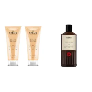 Cremo Coconut Mango Shave Cream for Women 2-Pack and Italian Bergamot Body Wash for Men 16 oz