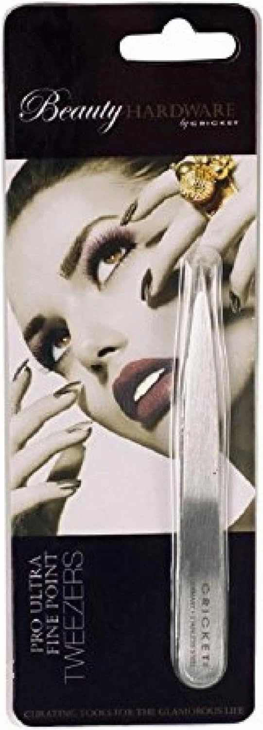 Cricket Beauty Hardware Pro Ultra Fine Point Tweezers – German Stainless Steel, Precision Tool for Plucking Stubble, Baby Fine-Brow, Eyebrows, Facial Hair, and Blackhead Removal with Tension & Control