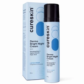 Cureskin Kojic Acid Face Cream Detan Pack | Tan Removal Cream | Skin Brightening Cream | Derma Bright Night Cream