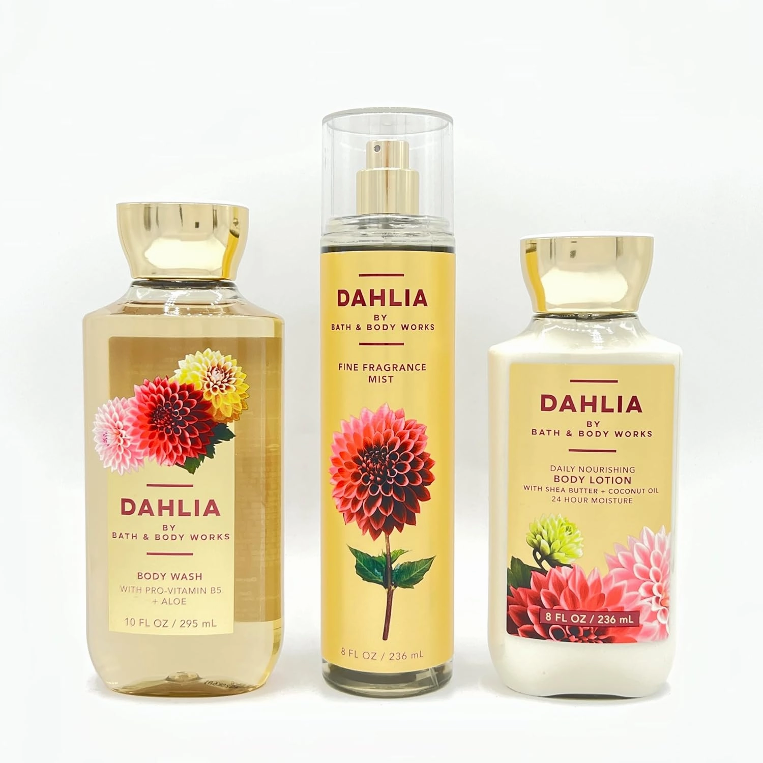 Dahlia Bath & Body 3-Piece Bundle | Body Wash, Fine Fragrance Mist and Daily Nourishing Body Lotion