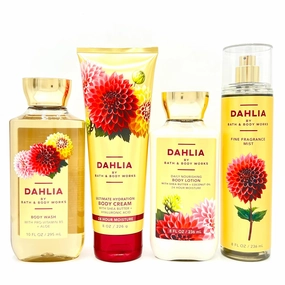 Dahlia Bath & Body 4-Piece Bundle | Body Wash, Ultimate Hydration Body Cream, Daily Nourishing Body Lotion and Fine Fragrance Mist