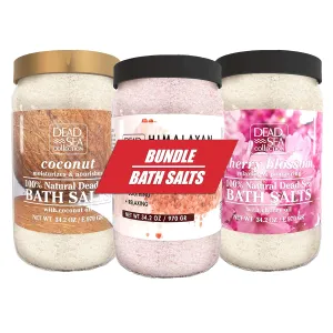 Dead Sea Collection Bath Salts Enriched -Himalayan   Coconut  Cherry Blossom -3 X (Large 34.2 OZ.). Nourishing Essential Body Care for Soothing and Relaxing Your Skin and Muscle