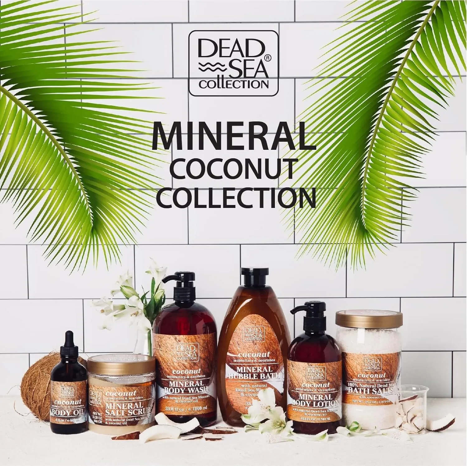 Dead Sea Collection Bath Salts with Coconut – Pure Dead Sea Salt and Coconut Oil - Nourishing Soothing and Relaxing Skin and Muscle – 34.2 Oz