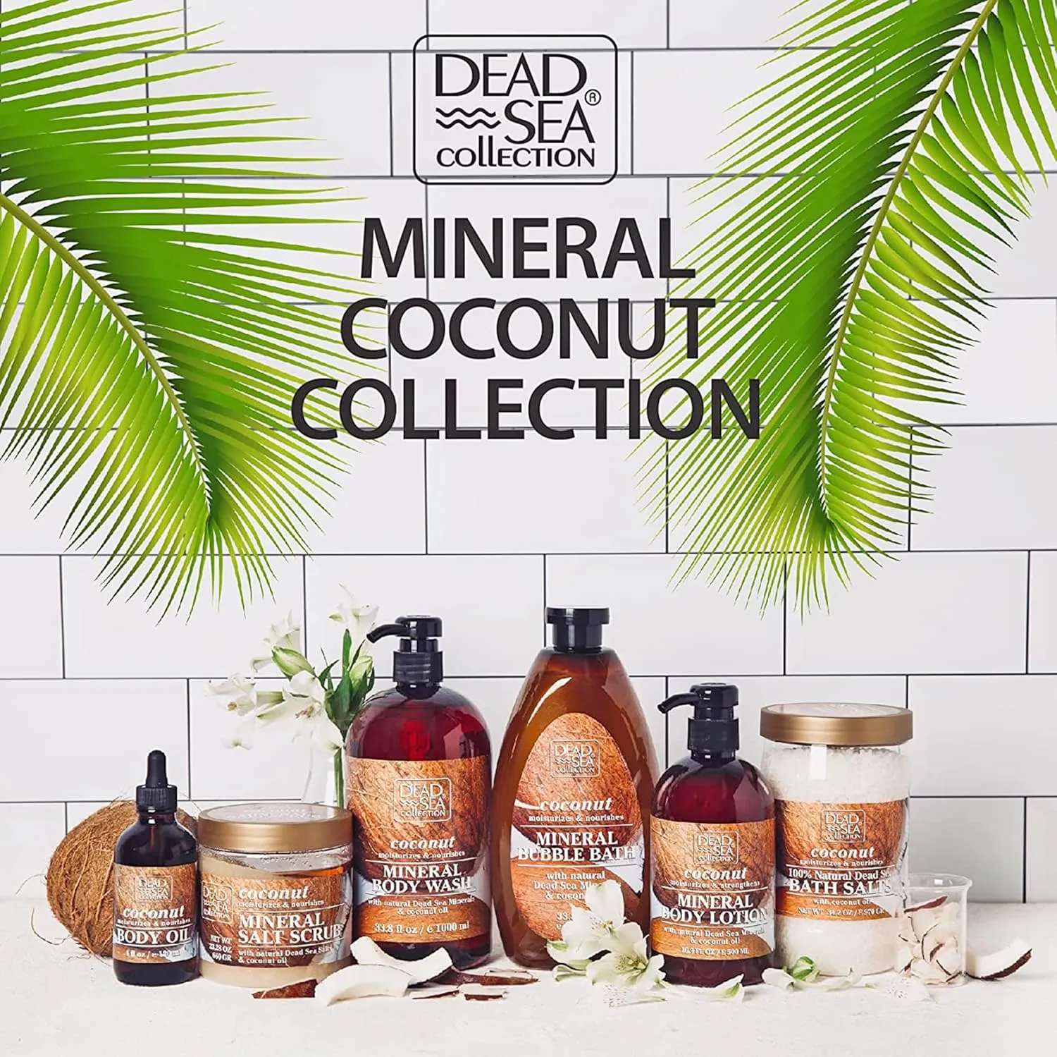 Dead Sea Collection Body Oil with Coconut - Dry Skin Moisturizer and Hydrating Massage Oil - Nourishing Bath - Increase Skin Elasticity and Provide Anti-Aging Support for Face and Body (4 fl.oz)