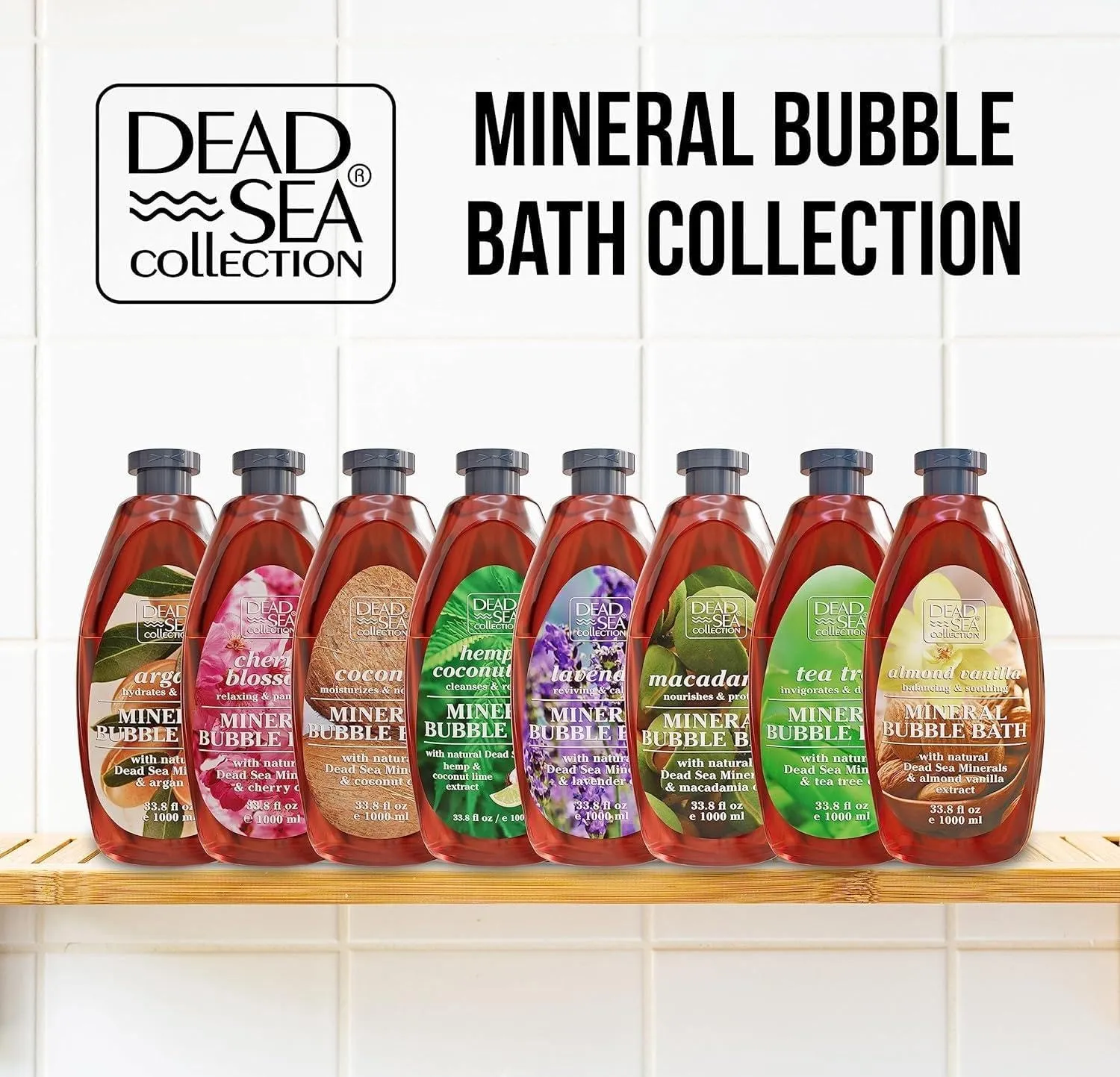 Dead Sea Collection Bubble Bath with Coconut for Women and Men - Coconut Oil and Pure Dead Sea Minerals - Nourishing and Moisturizing Skin - Pack of 2 (67.6 fl.oz)
