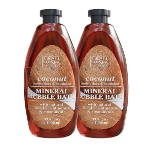 Dead Sea Collection Bubble Bath with Coconut for Women and Men - Coconut Oil and Pure Dead Sea Minerals - Nourishing and Moisturizing Skin - Pack of 2 (67.6 fl.oz)