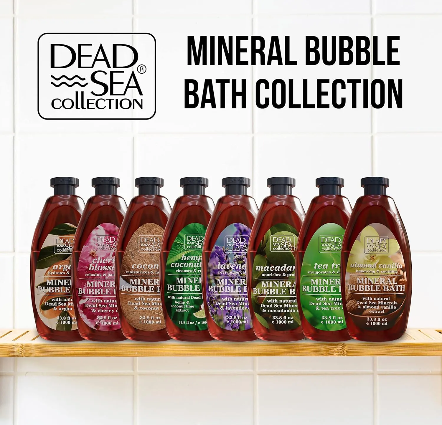 Dead Sea Collection Bubble Bath with Hemp & Coconut Lime for Women and Men – Pure Dead Sea Minerals - Relaxing Foaming Bath - Nourishing and Moisturizes Skin - Pack of 2 (67.6 fl.oz)