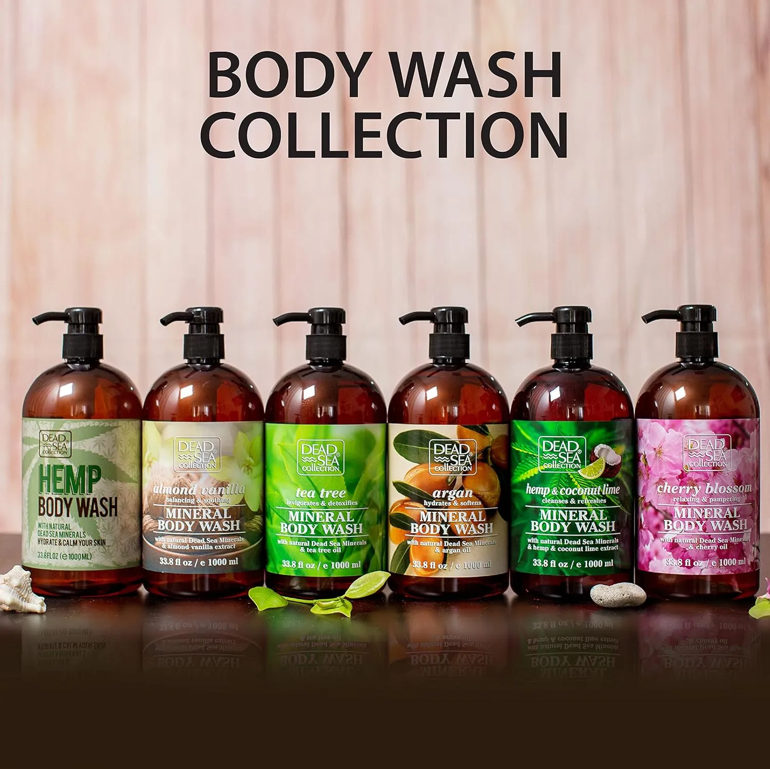 Dead Sea Collection Coconut Body Wash for Women and Men - with Pure Dead Sea Minerals and Coconut Oil - Cleanses and Moisturizes Skin - Pack of 2 (67.6 fl. oz)