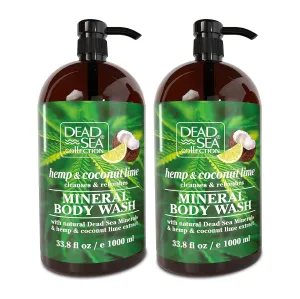 Dead Sea Collection Hemp & Coconut Lime Body Wash for Women and Men – with Pure Dead Sea Minerals - Cleanses and Moisturizes Skin - Pack of 2 (67.6 fl. oz)