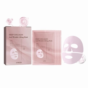 Deep Collagen Anti-Wrinkle Lifting Face Mask, Hydrating and Firming Sheet Masks, 4-Pack