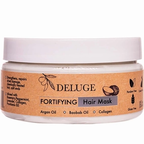 DELUGE - Fortifying Hair Mask with Baobab Oil, Coconut Oil and Olive Oil, Restores, Repairs and Nourishes Dry Damaged Hair- Collagen   ProVitamin B5 -Net Wt. 8 oz