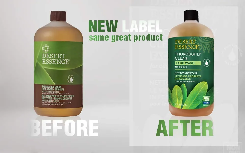 Desert Essence Thoroughly Clean Face Wash Original Deep Cleansing Formula with Tea Tree, Castile Soap & Coconut Oil - 32oz - Soothing, Unisex Skin Cleaning Agent
