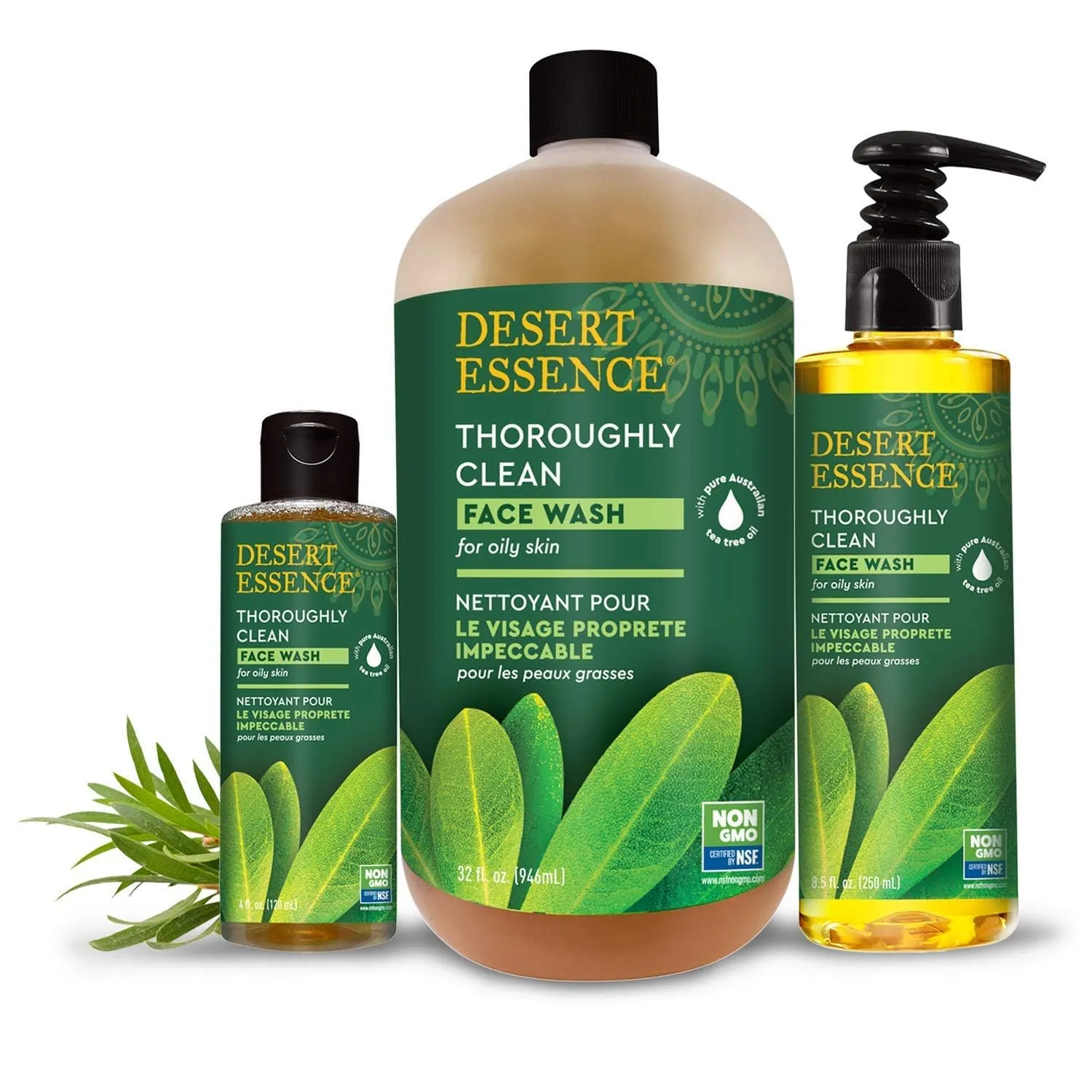 Desert Essence Thoroughly Clean Face Wash Original Deep Cleansing Formula with Tea Tree, Castile Soap & Coconut Oil - 32oz - Soothing, Unisex Skin Cleaning Agent