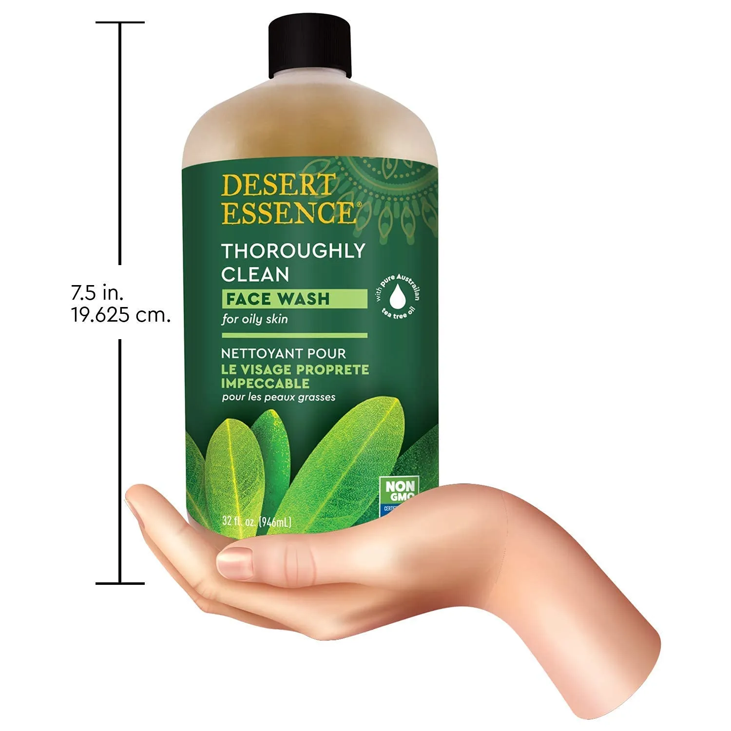 Desert Essence Thoroughly Clean Face Wash Original Deep Cleansing Formula with Tea Tree, Castile Soap & Coconut Oil - 32oz - Soothing, Unisex Skin Cleaning Agent