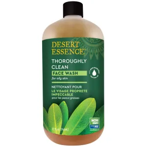 Desert Essence Thoroughly Clean Face Wash Original Deep Cleansing Formula with Tea Tree, Castile Soap & Coconut Oil - 32oz - Soothing, Unisex Skin Cleaning Agent