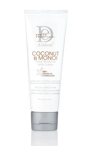 Design Essentials Natural Deep Moisture Coconut Milk Crème to Repair Dull, Dry, Damaged Natural Hair-Coconut & Monoi Collection, 4oz
