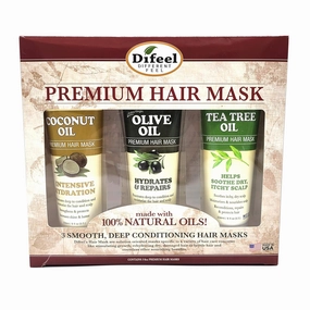 Difeel Premium Nourishing & Conditioning Hair Masks 3-PC Set - Coconut, Olive & Tea Tree Oil Masks 8oz Each