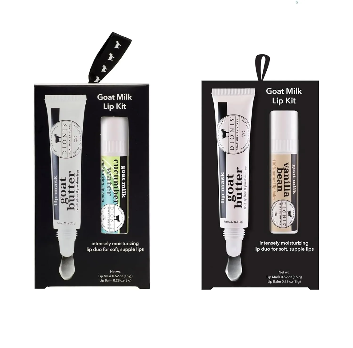 Dionis Goat Milk Overnight Lip Treatment Kit – Vanilla Bean & Cucumber Water Lip Mask and Balm Duo to Nourish, Repair & Hydrate Dry Lips with Goat Milk, Jojoba & Moringa Oils