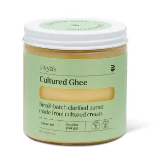 Divya's Cultured Ghee - 16 oz Grass-Fed Ghee Clarified Butter - Great For Cooking Meals & Promotes Gut Health - Non-GMO, Gluten Free, Keto Friendly, Ayurvedic Ghee Butter