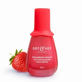 Dot- & Key- 10% Niacinamide   Strawberry Brightening Face Serum with Vitamin B12 & Hyaluronic | Fades Dark Spots & Pigmentation, Treats Dullness | Instantly Hydrates.