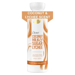 Dove Plant Milk Cleansing Body Wash Coconut & Lychee for Moisturized Skin Gentle Cleanser, No Sulfate Cleansers or Parabens, 98% Biodegradable 17.5 fl oz