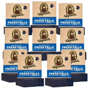 Dr. Squatch Natural Bar Soap for Men - Cold Process Soap with No Harsh Chemicals - Fresh Falls (5 oz, 10-Pack)