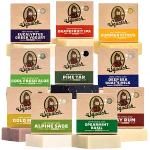 Dr. Squatch Natural Bar Soap for Men Variety Gift Set - Cold Process No Harsh Chemicals - Pine Tar, Bay Rum, Grapefruit IPA, Cool Fresh Aloe, Goat's Milk & more (5 oz, 10-Pack)