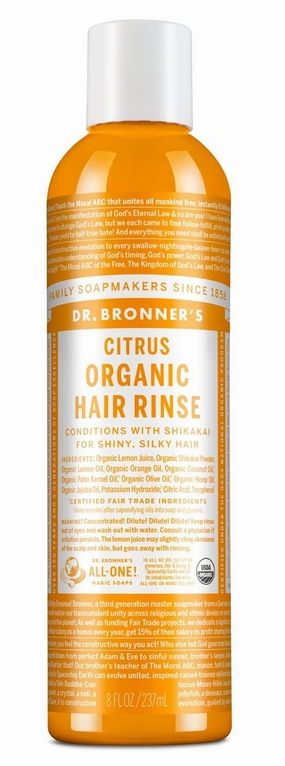 Dr. Bronner's Fair Trade & Organic Hair Conditioning Rinse - Citrus Orange, 8 Ounce