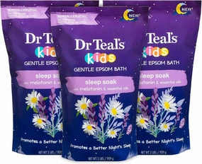 Dr. Teal's Kids' Gentle Sleep Soak Bath with Pure Epsom Salt and Melatonin - (3 Pack, 6 lbs Total) - Coconut and Other Essential Oils Relieve Stress & Soothe The Body - Hypoallergenic & Paraben Free
