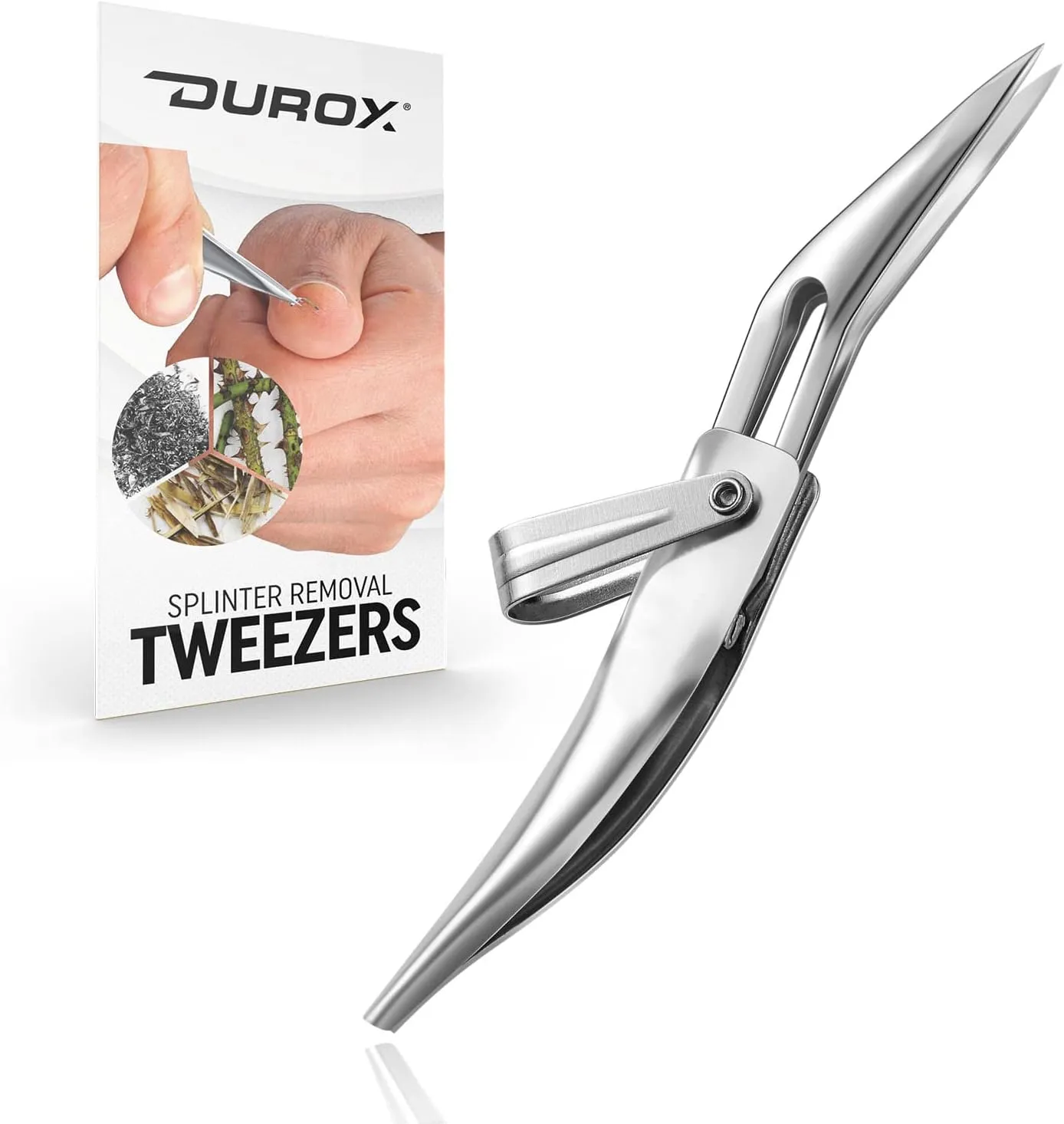 DUROX Splinter Tweezers for Splinter Removal – Sharp Pointy Tip to Extract Wood, Metal, Cactus Splinters – Foldable EDC Keychain Tool, First Aid Sliver Remover, Sliver Gripper Tweezers