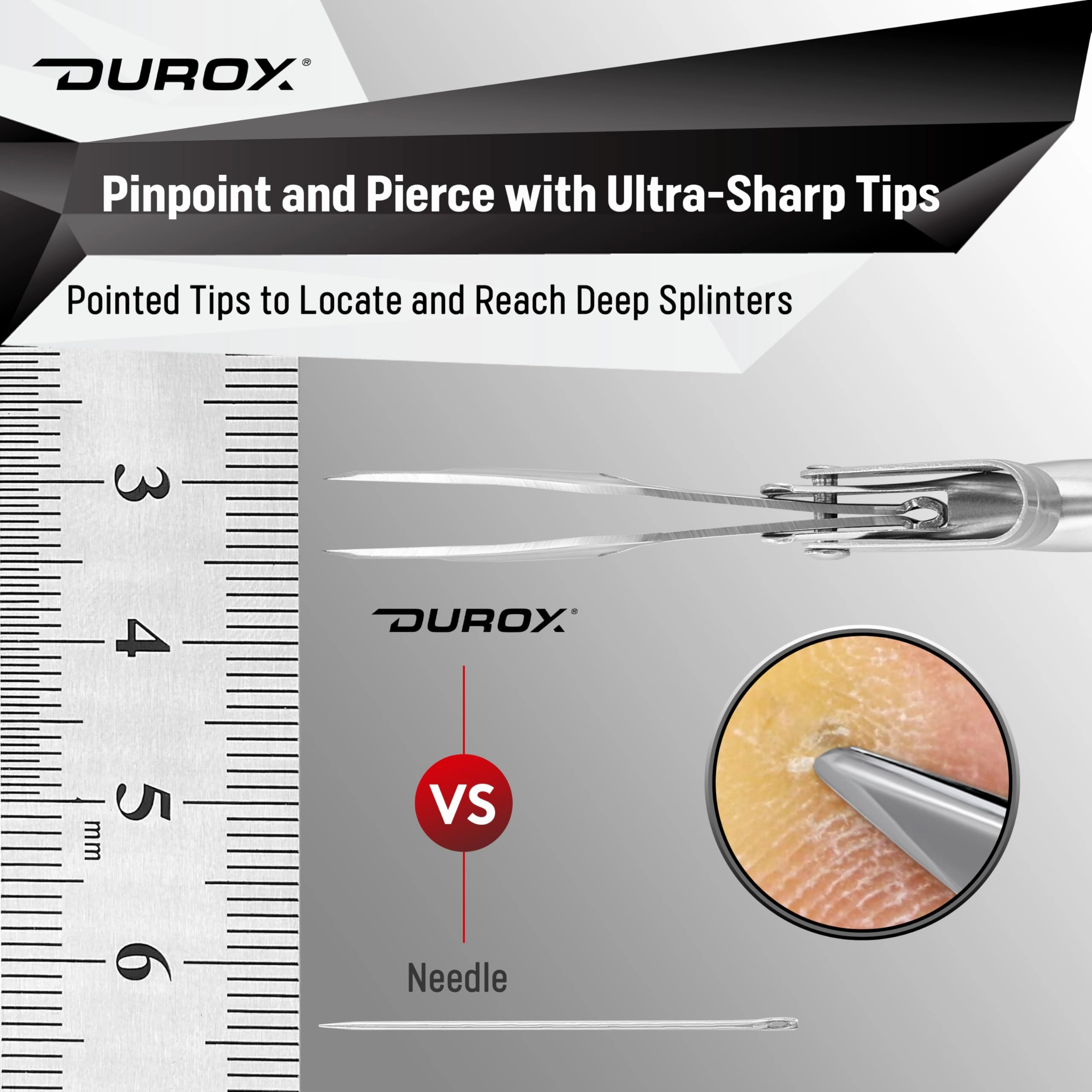 DUROX Splinter Tweezers for Splinter Removal – Sharp Pointy Tip to Extract Wood, Metal, Cactus Splinters – Foldable EDC Keychain Tool, First Aid Sliver Remover, Sliver Gripper Tweezers