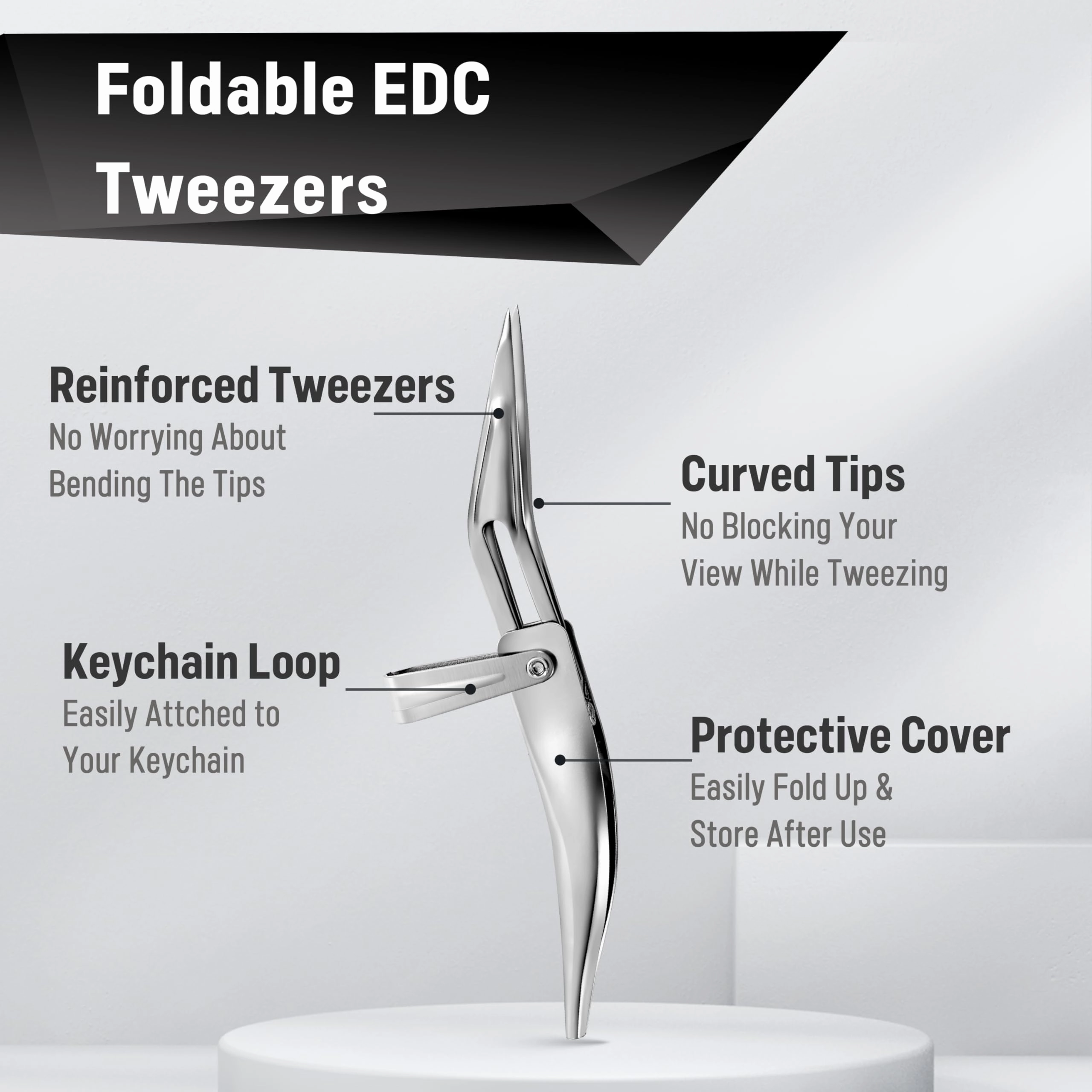 DUROX Splinter Tweezers for Splinter Removal – Sharp Pointy Tip to Extract Wood, Metal, Cactus Splinters – Foldable EDC Keychain Tool, First Aid Sliver Remover, Sliver Gripper Tweezers