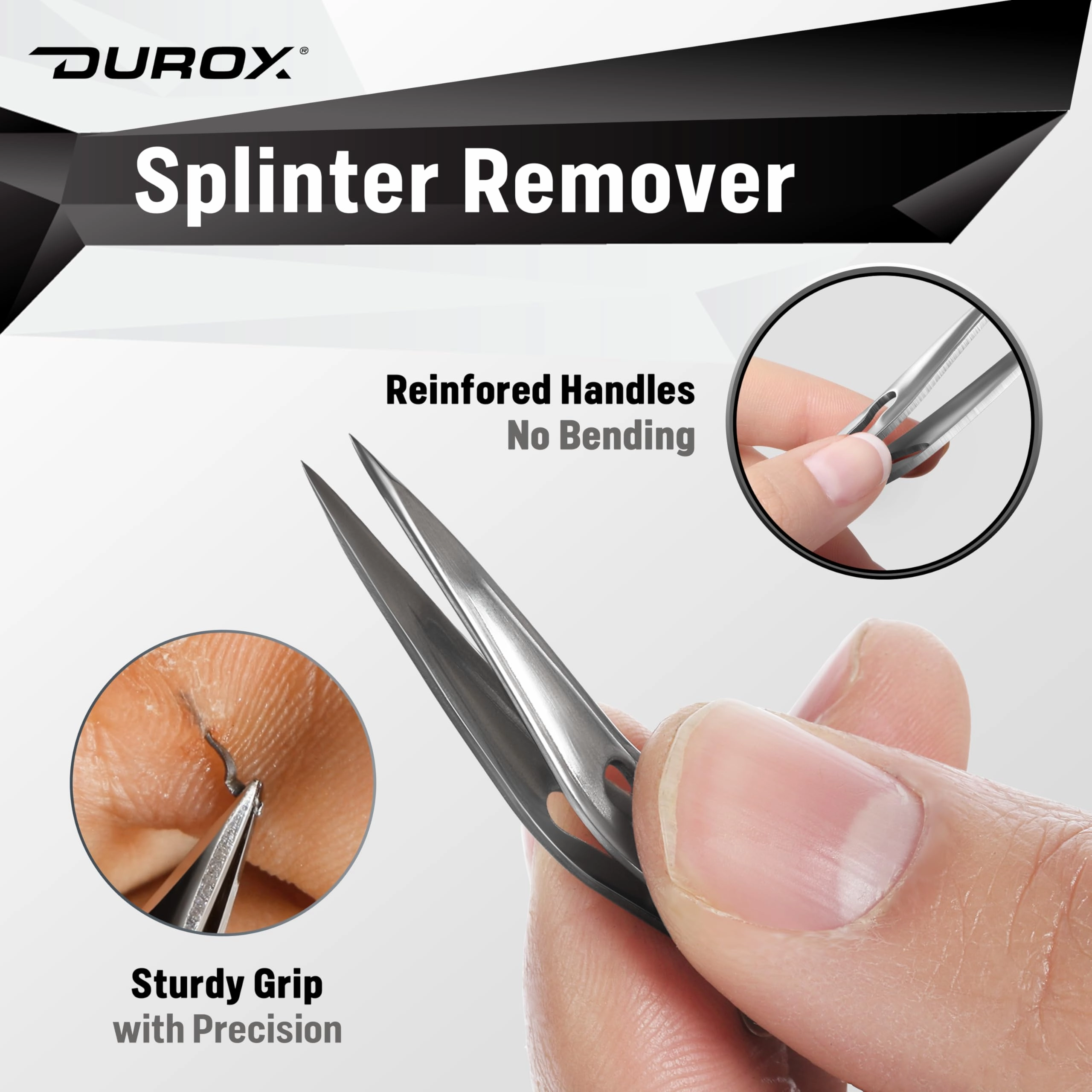 DUROX Splinter Tweezers for Splinter Removal – Sharp Pointy Tip to Extract Wood, Metal, Cactus Splinters – Foldable EDC Keychain Tool, First Aid Sliver Remover, Sliver Gripper Tweezers
