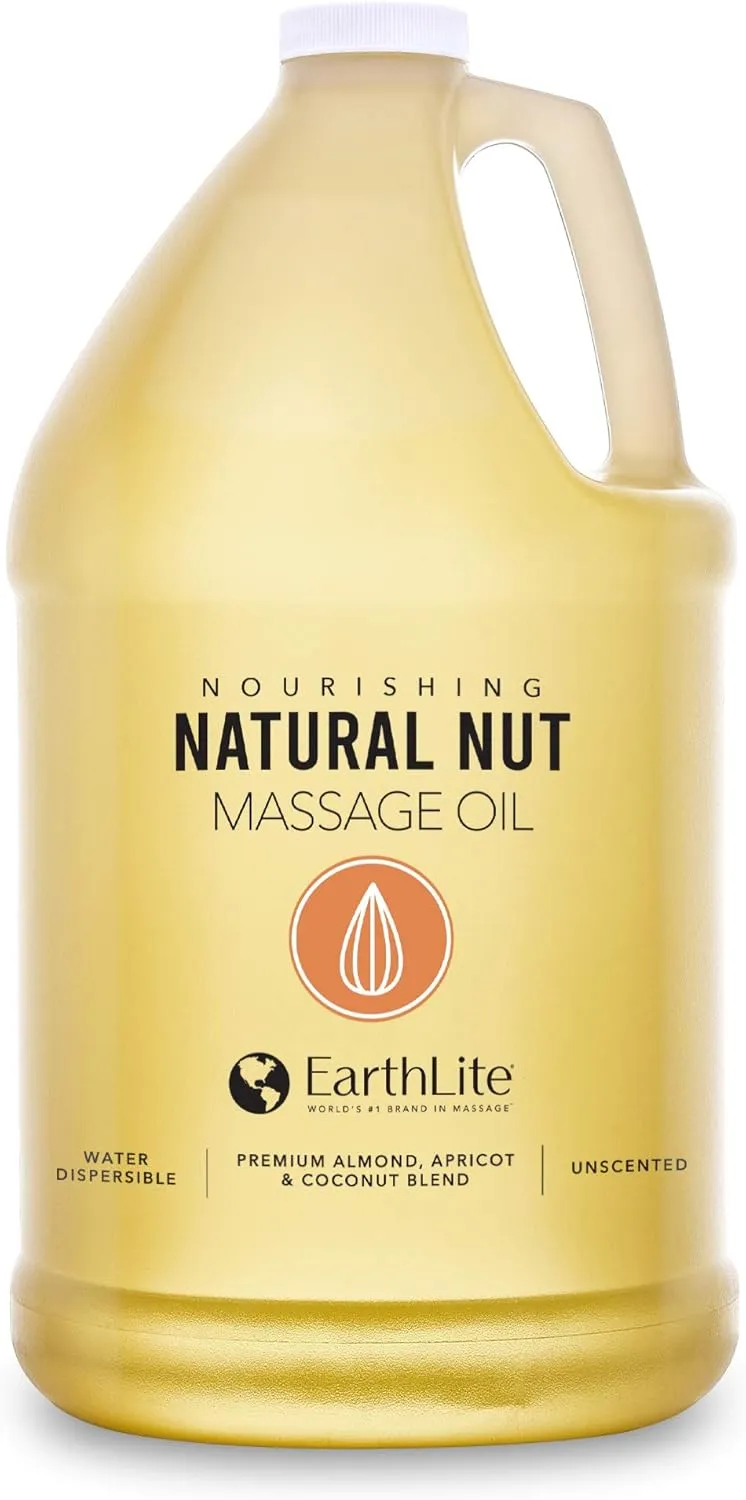 EARTHLITE Massage Oil NATURAL-NUT – NEW FORMULA -Unsurpassed Glide, 100% Chemical-Free, Unscented
