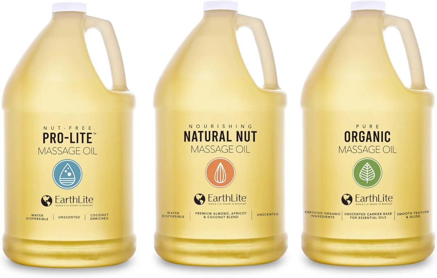 EARTHLITE Massage Oil NATURAL-NUT – NEW FORMULA -Unsurpassed Glide, 100% Chemical-Free, Unscented