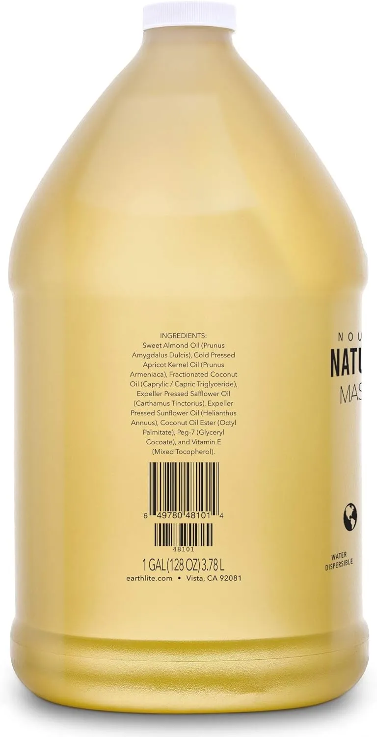 EARTHLITE Massage Oil NATURAL-NUT – NEW FORMULA -Unsurpassed Glide, 100% Chemical-Free, Unscented