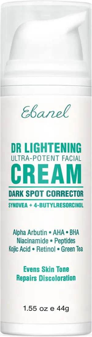 Ebanel Dark Spot Remover for Face Peel Skin Brightening Cream Melasma Hyperpigmentation Treatment Sun Spot Age Spots Freckle Remover Fade Cream, Synovea, 4-Butylresorcinol, Niacinamide, Glutathione