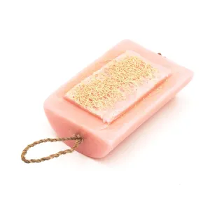 Envy U Bikini Care Loofah Soap Bar - For Shaving Relief, Ingrown Hairs, Razor Bumps and Razor Burns - Natural Organic Soap on a Rope with Coconut and Lye - Face and Body Wash