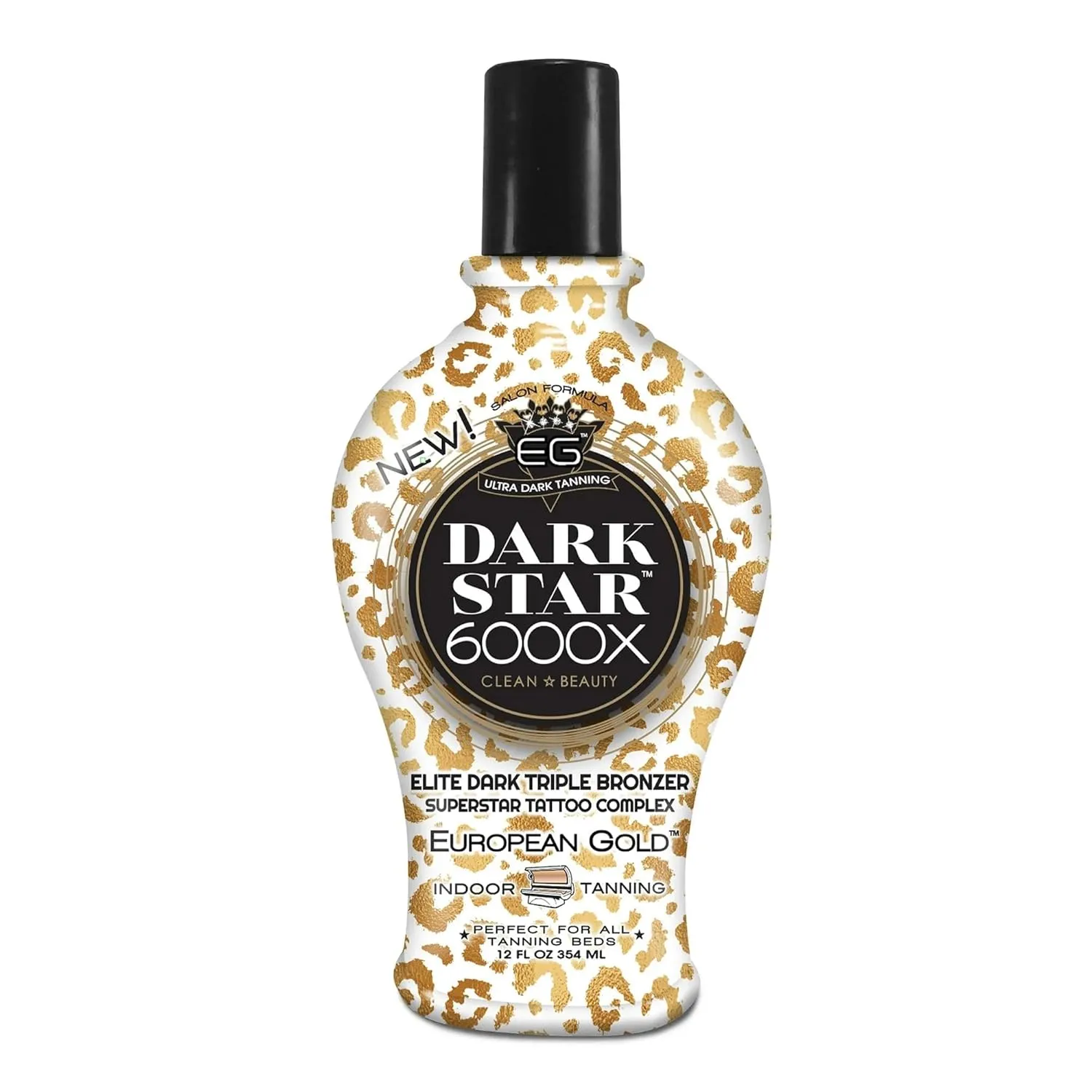 European Gold Dark Star 6000X Ultra Dark Tanning Lotion with Triple Bronze Formula for Deep, Long-Lasting Tan and Skin-Nourishing Ingredients - 12oz