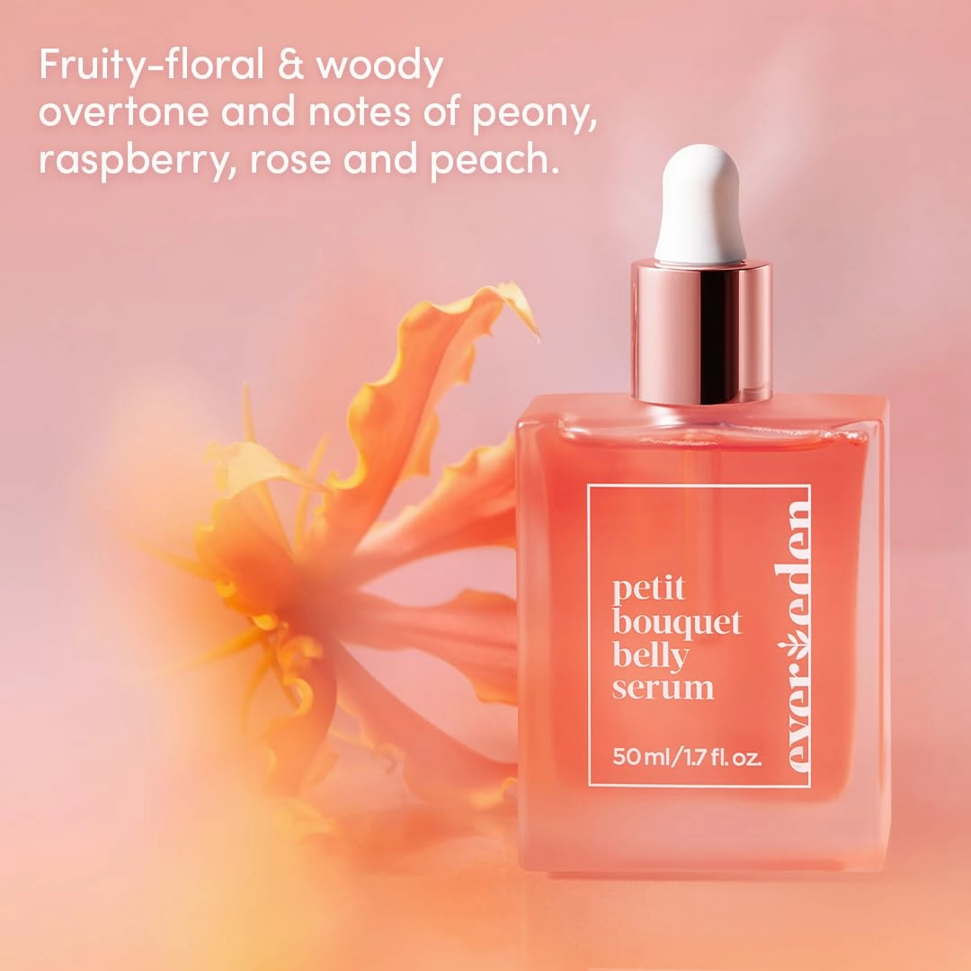 Evereden Petit Bouquet Belly Serum, 1.7 fl oz. | Clean & Vegan Women's Belly Oil for Pregnancy and Postpartum Maternity Skincare | Non-Toxic Stretch Mark Oil