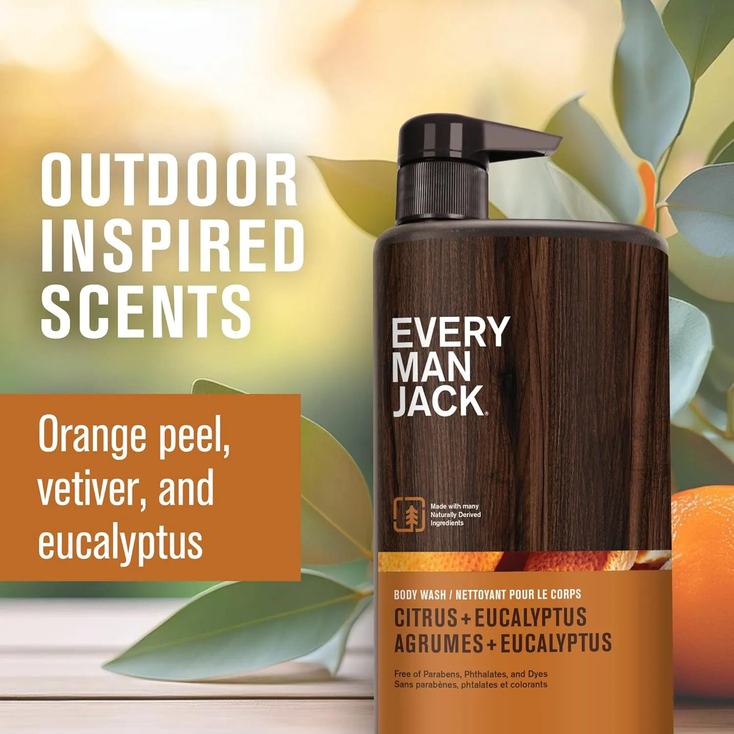 Every Man Jack Nourishing Citrus   Eucalyptus Mens Body Wash for All Skin Types - Naturally Derived Ingredients - Cleanse and Hydrate Skin with Coconut and Glycerin - 24 Fl Oz (2 Pack)